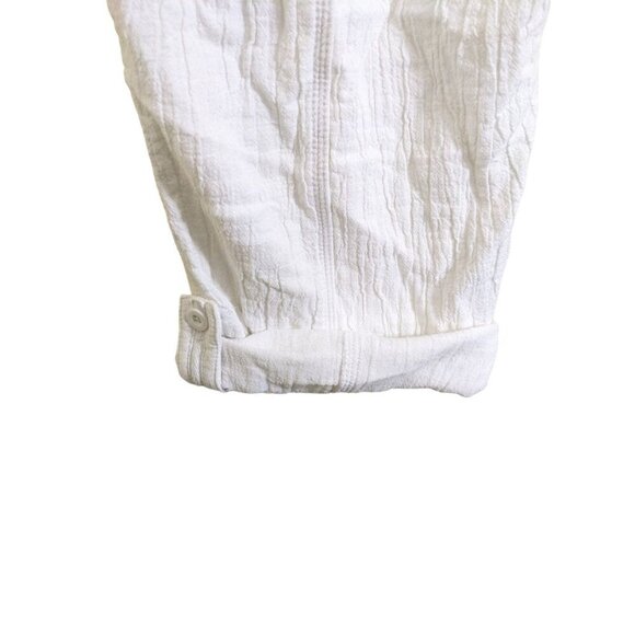 Chicos New Cargo Jogger Pants US Womens 16 Crinkle White Roll Tab Cotton Crop - Picture 5 of 9